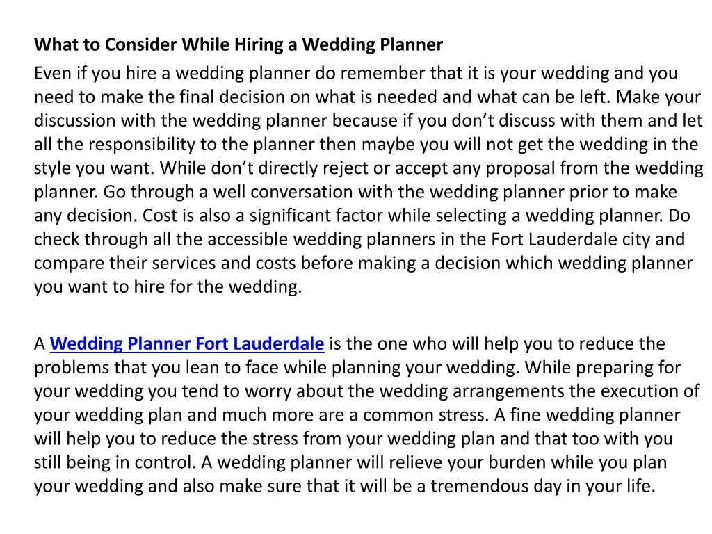 what to consider while hiring a wedding planner