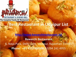 Best Restaurant in Udaipur List