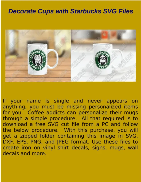 Decorate Cups with Starbuck SVG Files
