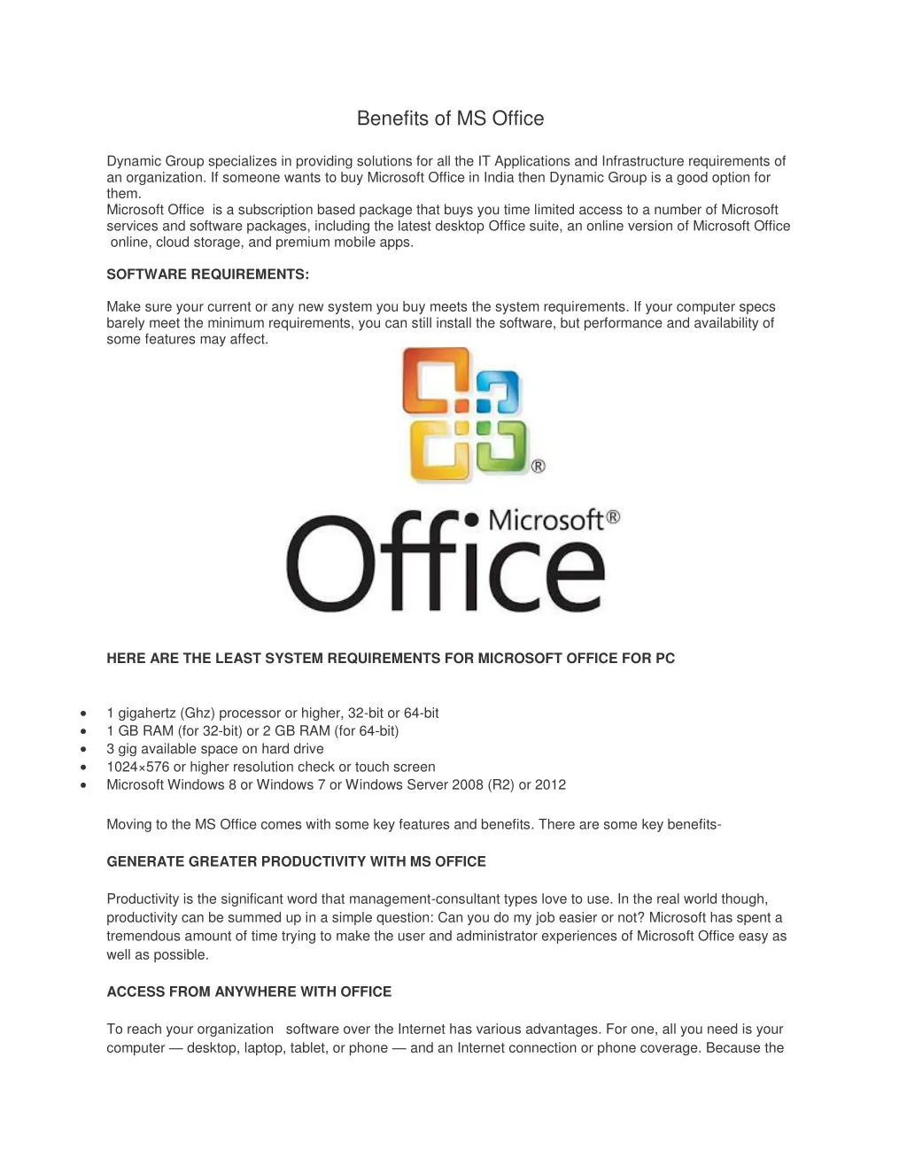 benefits of ms office