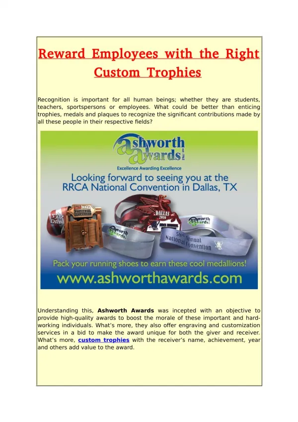 Reward Employees with the Right Custom Trophies
