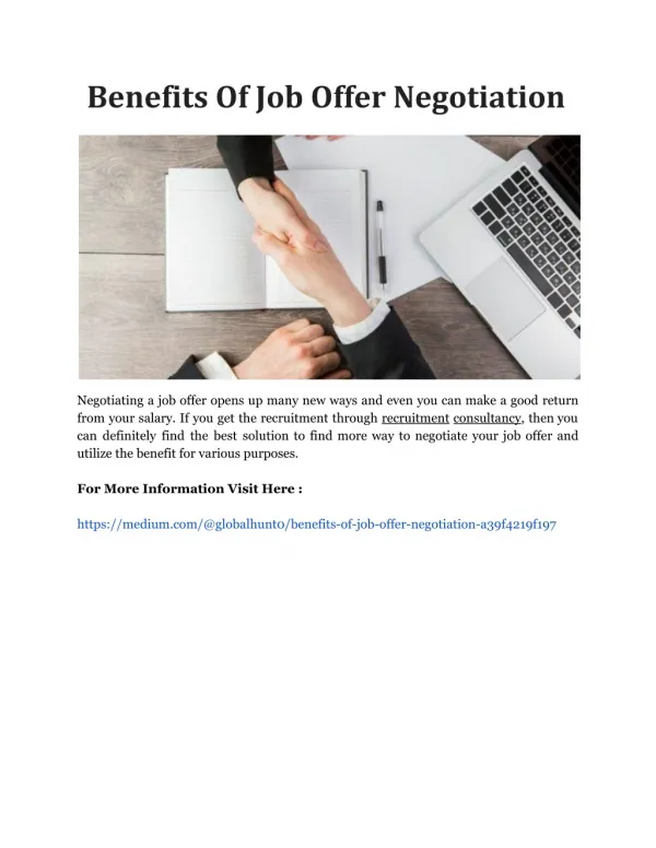 Benefits Of Job Offer Negotiation