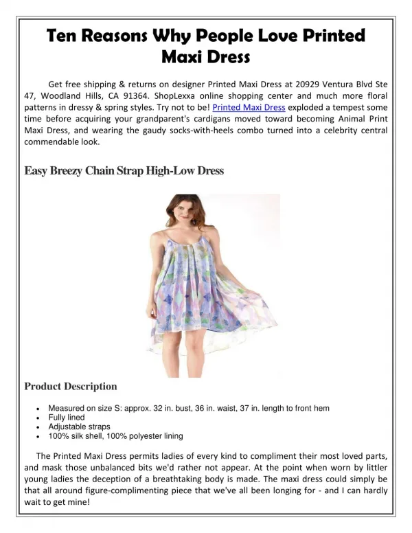 Printed Maxi Dress | Shop Lexxa