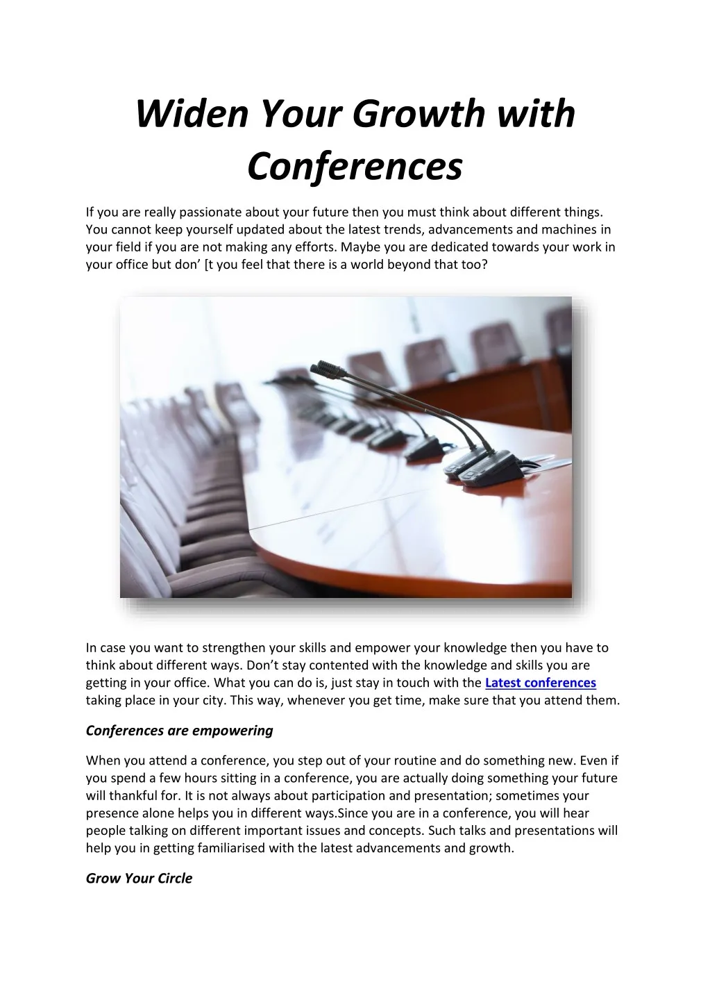 widen your growth with conferences