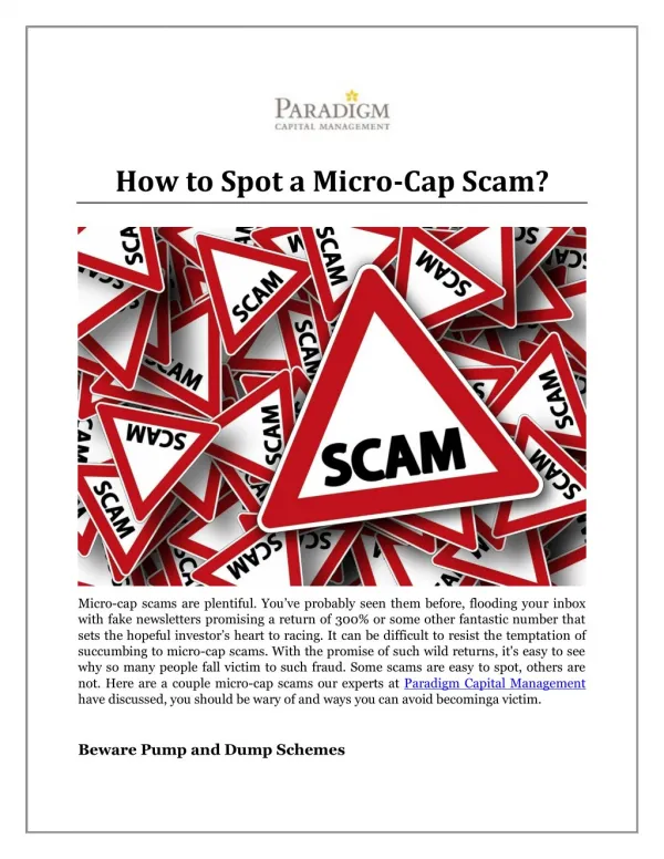 How to Spot a Micro-Cap Scam?