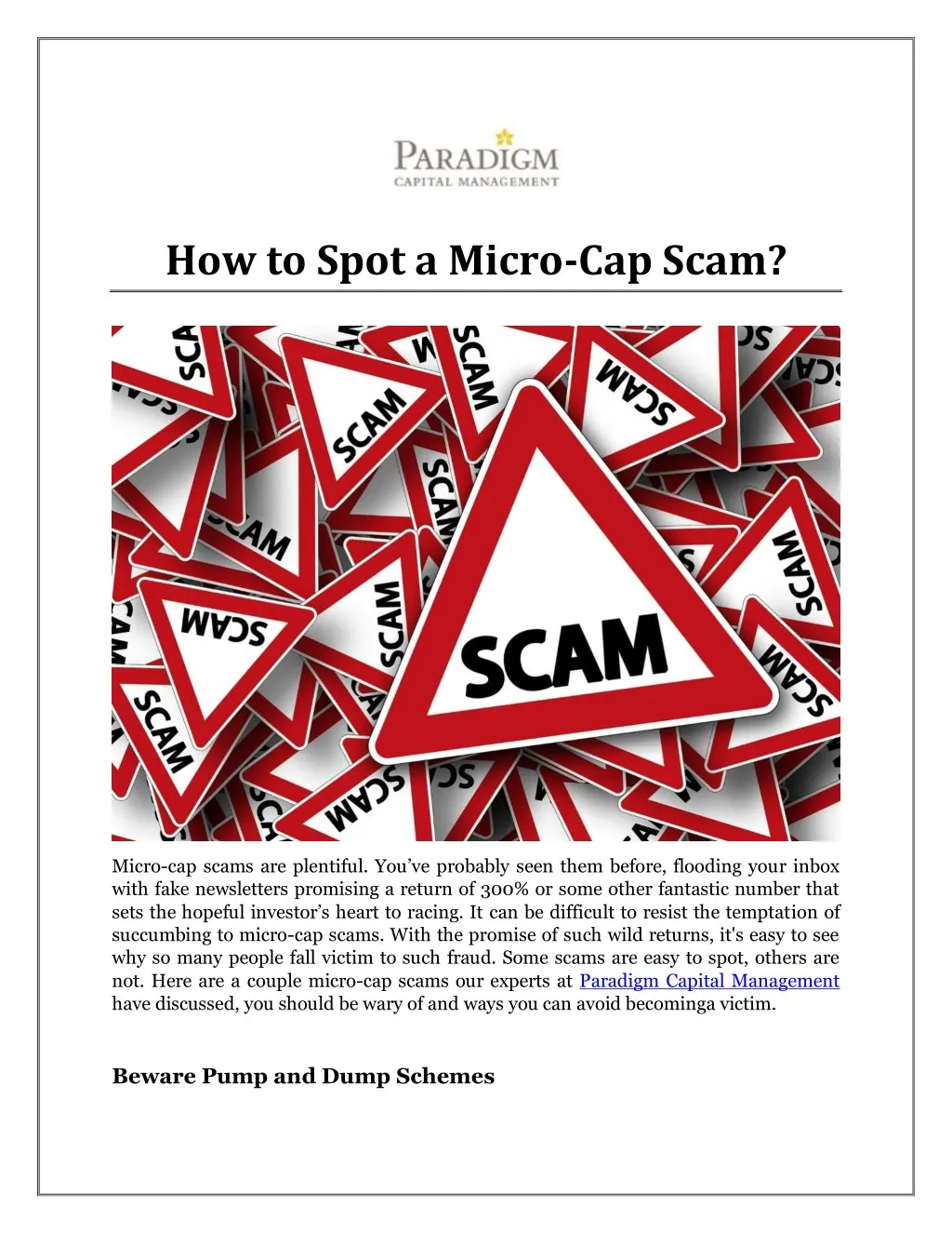 how to spot a micro cap scam