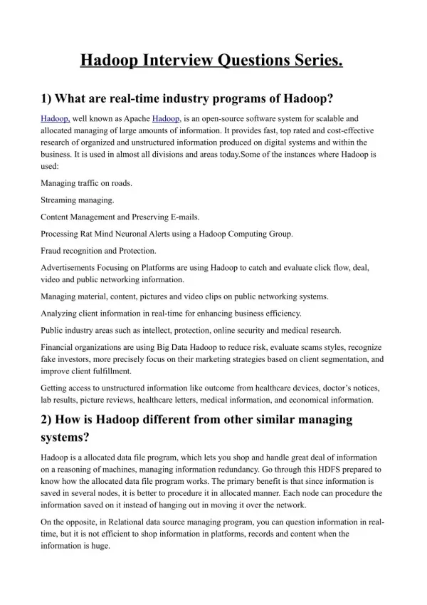 Hadoop Interview Questions Series.