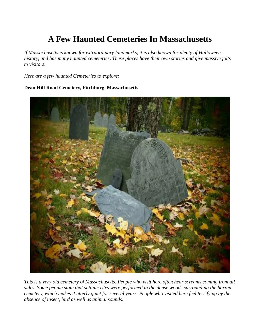 a few haunted cemeteries in massachusetts