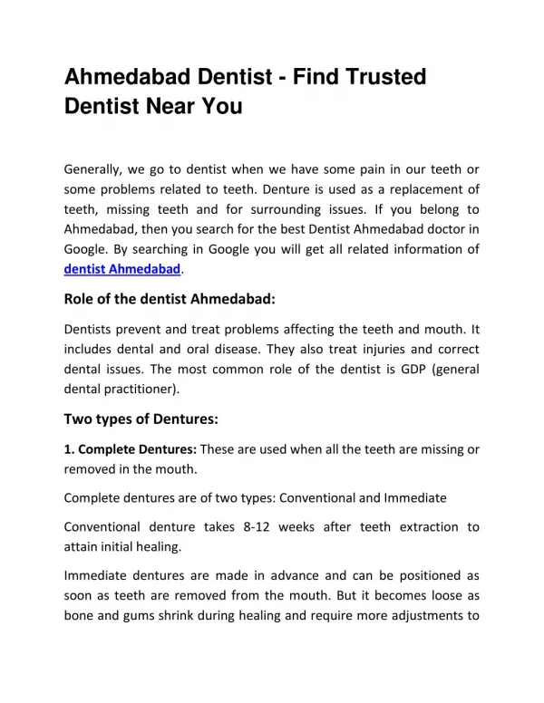 Ahmedabad Dentist - Find Trusted Dentist Near You