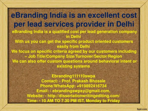 eBranding India is an excellent cost per lead services provider in Delhi