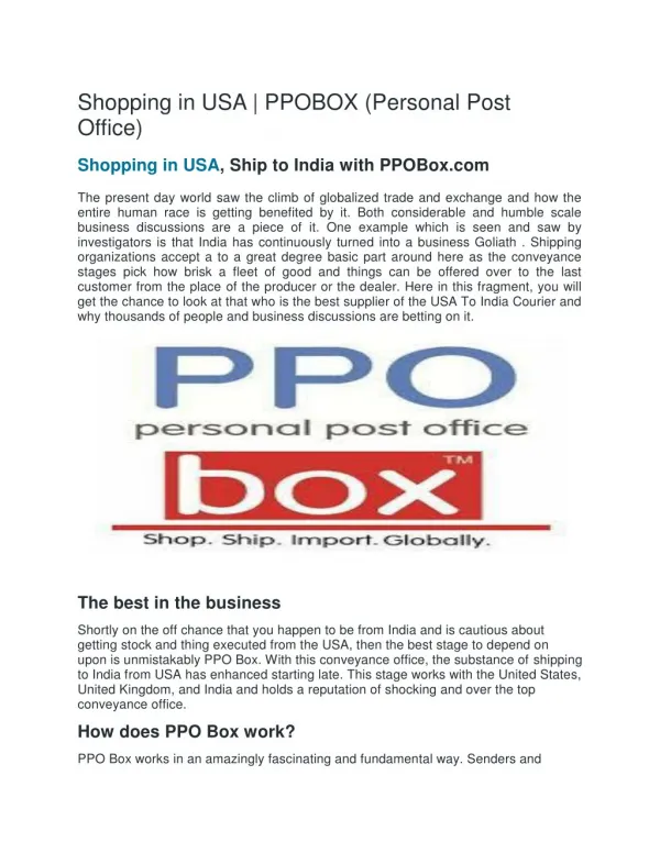 shopping in usa | PPOBox(Personal Post Office)