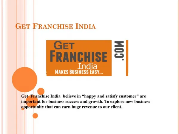 Business Opportuinties - Get Franchise India