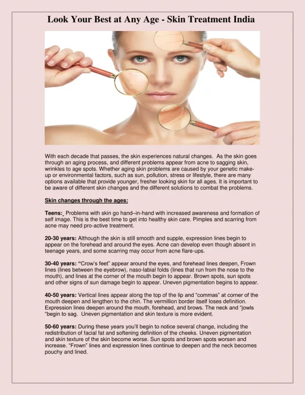 Look Your Best at Any Age - Skin Treatment India