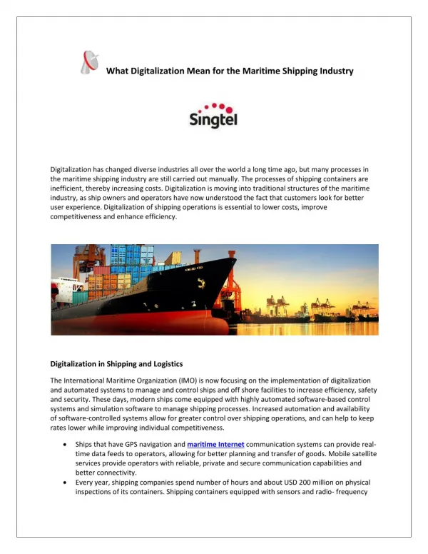 What Digitalization Mean for the Maritime Shipping Industry