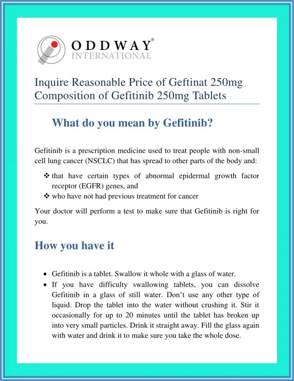 Natco Gefitinib Tablets | Anti Cancer Medicine Wholesale Export