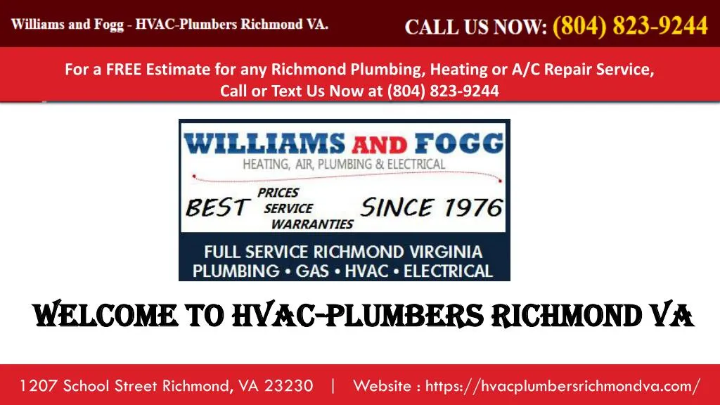 for a free estimate for any richmond plumbing