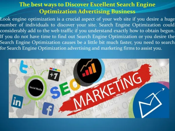 The best ways to Discover Excellent Search Engine Optimization Advertising Business