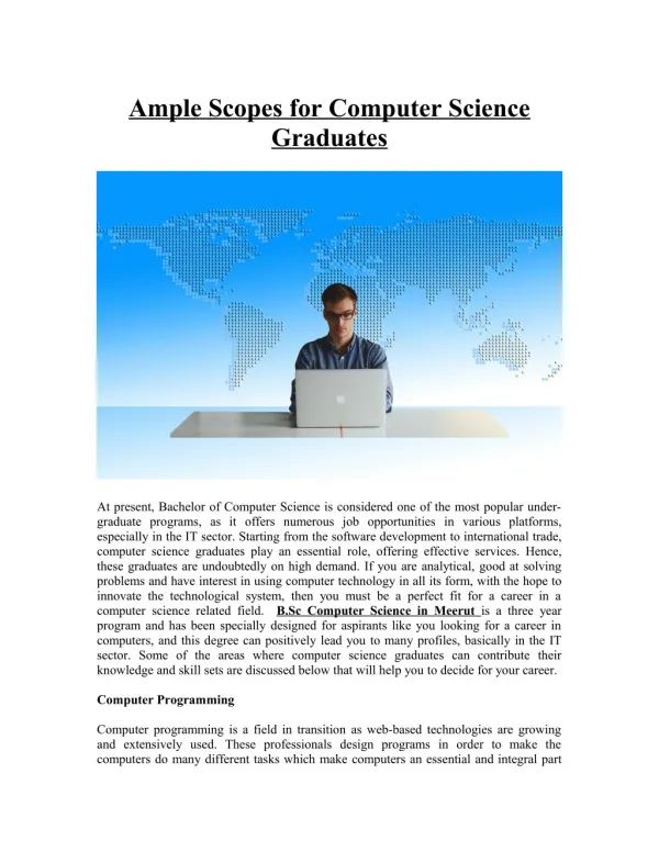 Ample Scopes for Computer Science Graduates