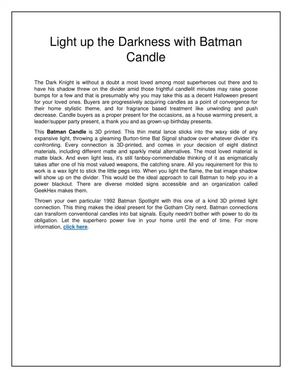 Light up the Darkness with Batman Candle