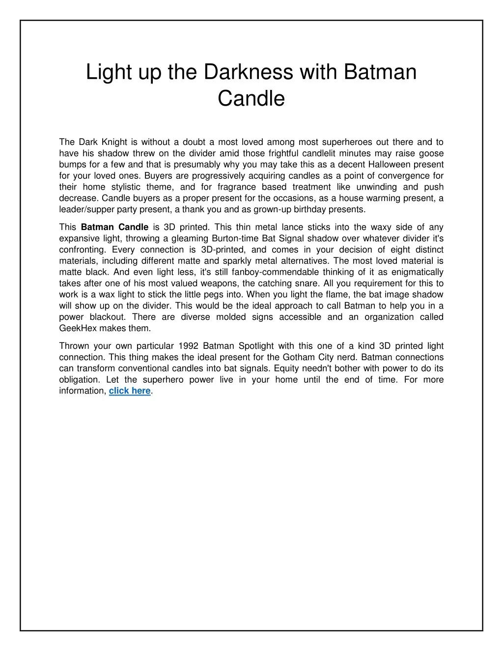 light up the darkness with batman candle