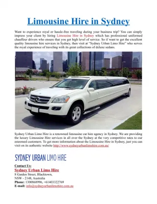 Limousine Hire in Sydney - slide 1