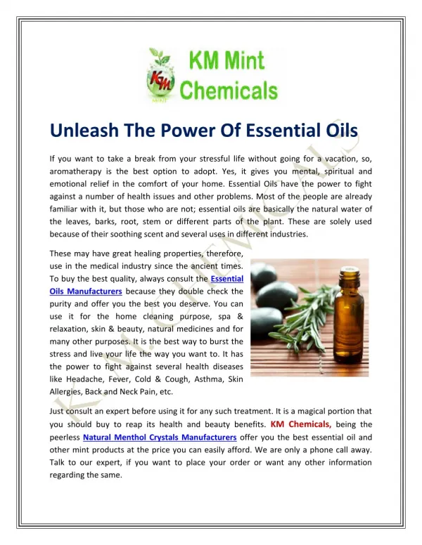 Unleash The Power Of Essential Oils