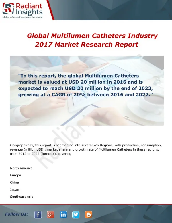 Global Multilumen Catheters Market Share, Size and Forecast Report 2017