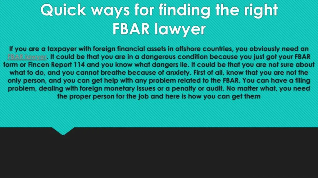 quick ways for finding the right fbar lawyer