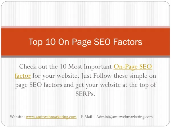 Top Most Important On Page SEO factors | Amit Web Marketing