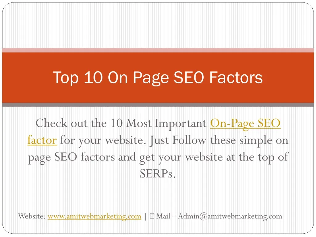 top 10 on page seo factors