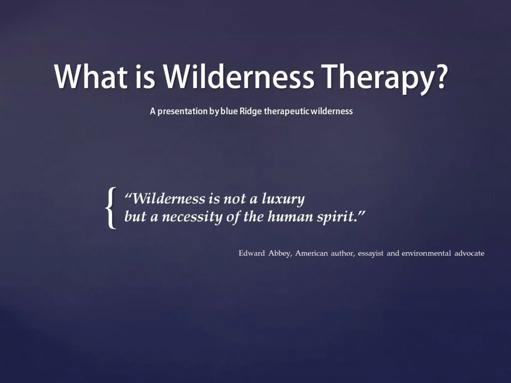 what is wilderness therapy a presentation by blue ridge therapeutic wilderness