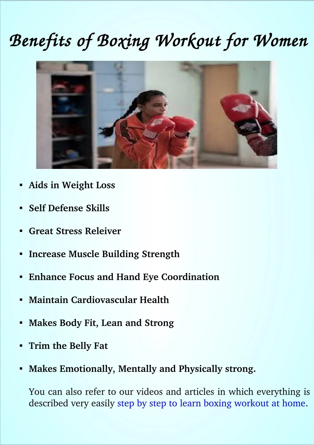 benefits of boxing workout for women benefits