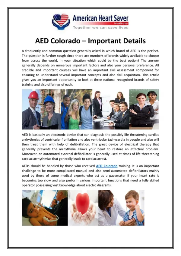 AED Colorado – Important Details