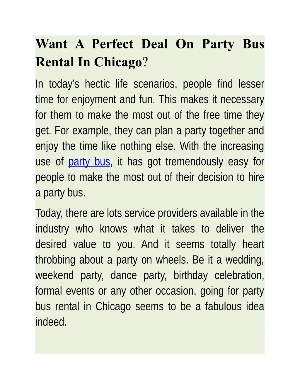 want a perfect deal on party bus rental in chicago