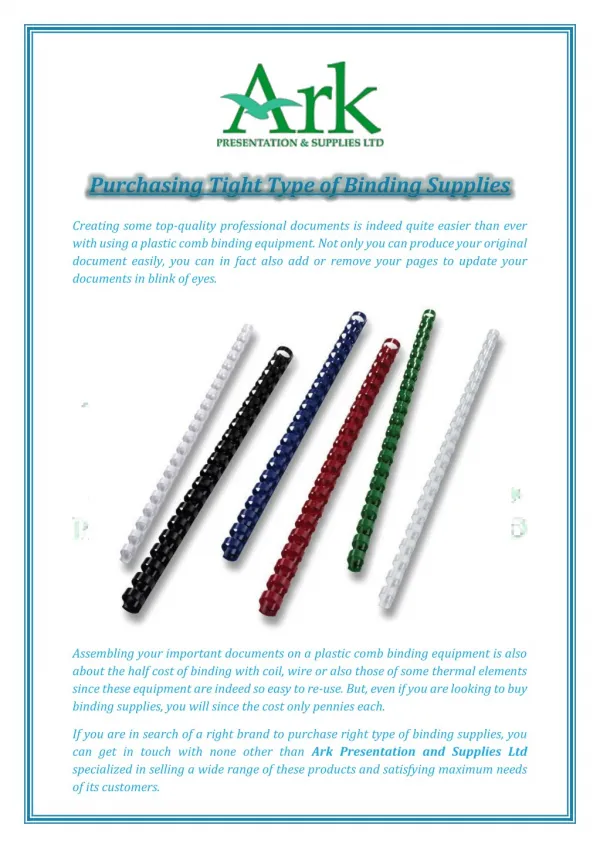 purchasing tight type of binding supplies