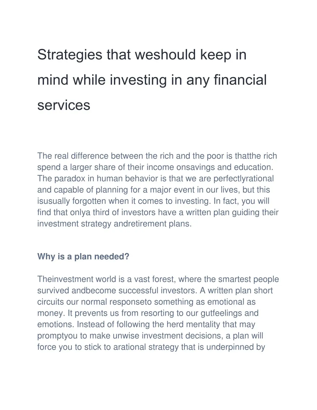 strategies that weshould keep in