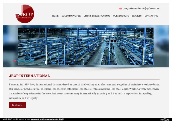 Manufactures Good Stainless Steel Products in Jrop International