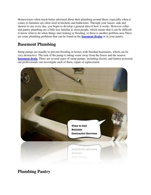 Basement And Room Plumbing Services