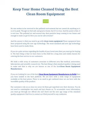 Best Clean Room Equipment Manufactures | Grace Lab - slide 1