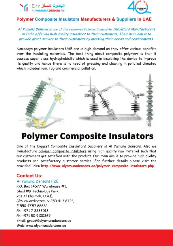 Polymer Composite Insulators Manufacturers & Suppliers In UAE
