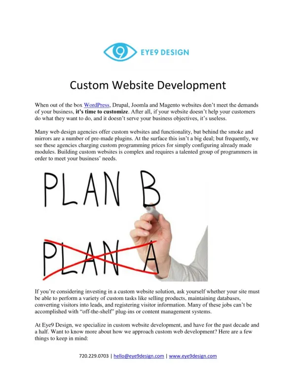 Custom Website Development - Eye9design, Denver