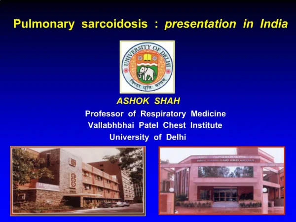 Pulmonary sarcoidosis : presentation in India