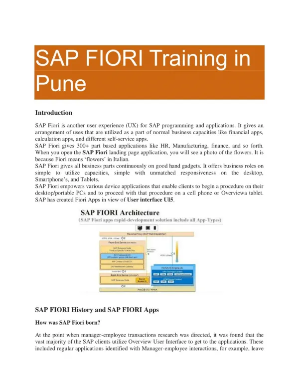 SAP Online Training in Pune