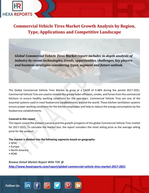 Commercial Vehicle Tires Market Growth Analysis by Region, Type, Applications and Competitive Landscape
