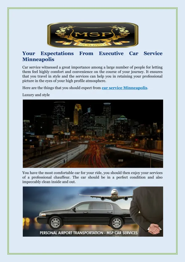 Your Expectations From Executive Car Service Minneapolis