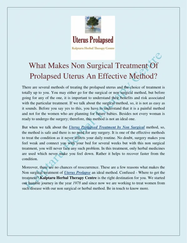 Ppt Dont Suffer In Silence Go For Uterus Prolapsed Treatment