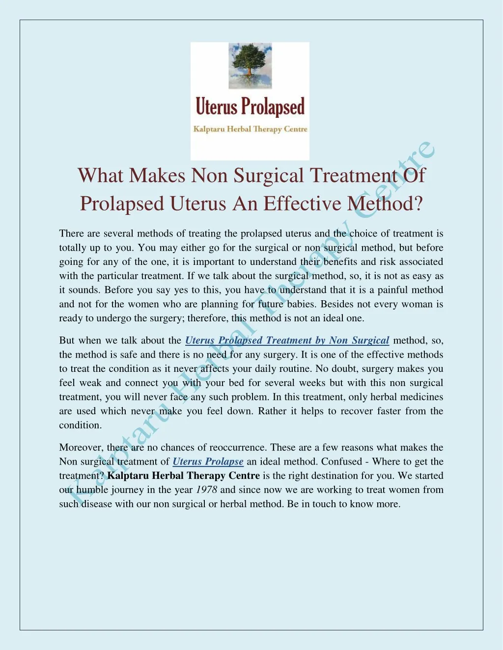 what makes non surgical treatment of prolapsed