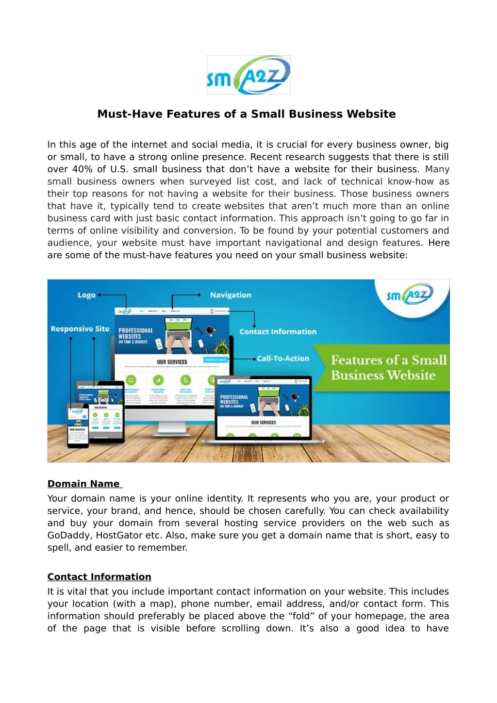 must have features of a small business website