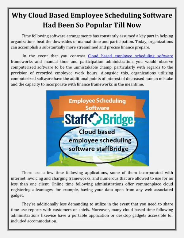 Cloud based employee scheduling software| StaffBridge