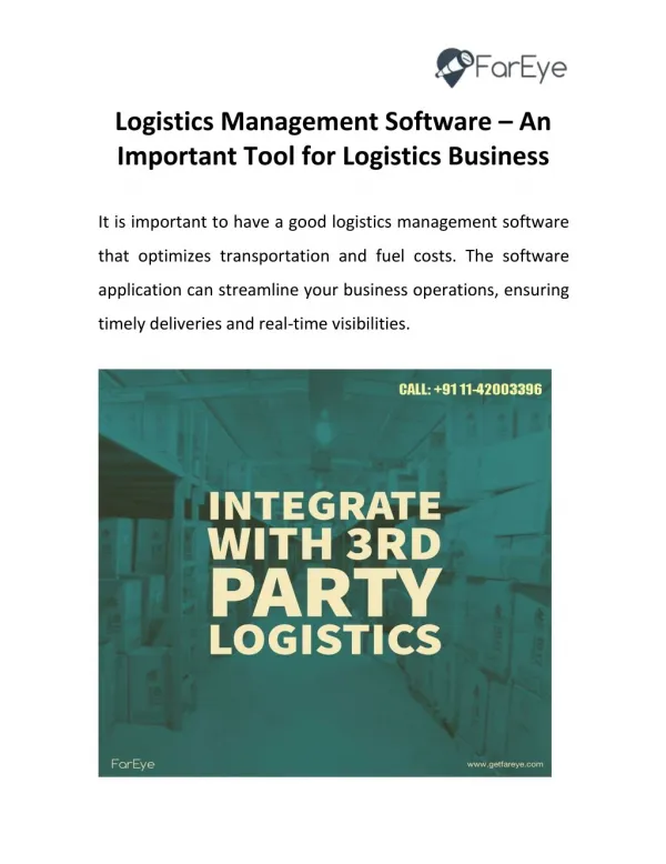 Logistics Management Software – An Important Tool for Logistics Business
